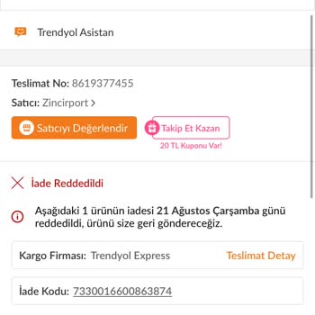 Trendyol Yanlış İade Kabul Yapıyor Ürünü Göndermiyor