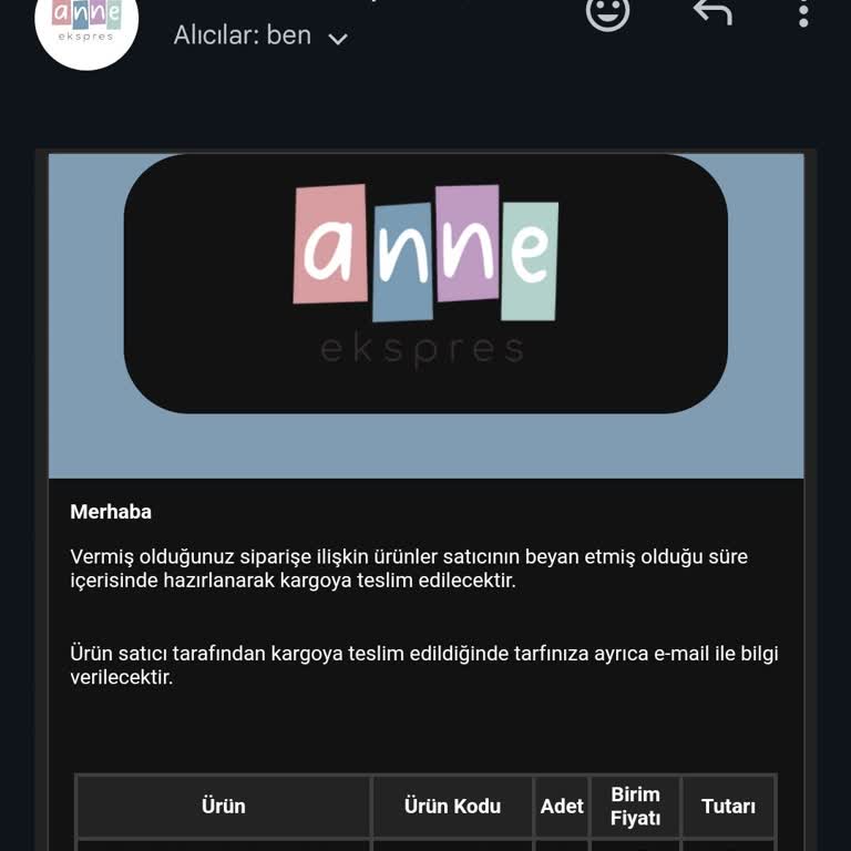 Anne Ekspres Ürünümü Kargoya Verin