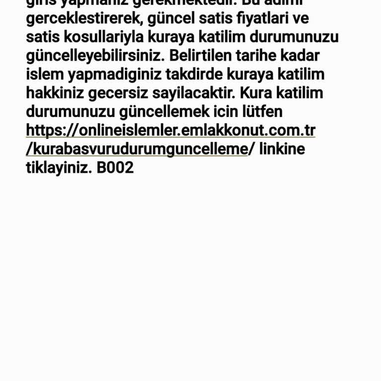 Emlak Konut GYO Emlak Konuttan Gelen SMS