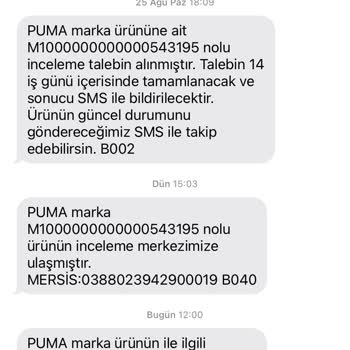 In Street Puma Ayakkabı İç Astar Ve Tabanların Parçalanması Ve Kusur Sayılmaması