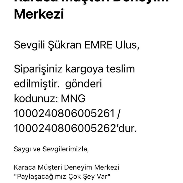 Karaca Firmasıyla Çalışan MNG Kargo