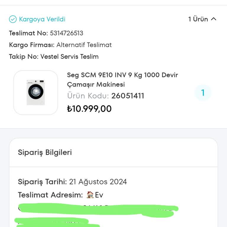 A101 Den Aldığım Çamaşır Makinesi Teslim Edilmedi