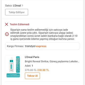 Trendyol Kargo Hasarı Yüzünden Sipariş İptali