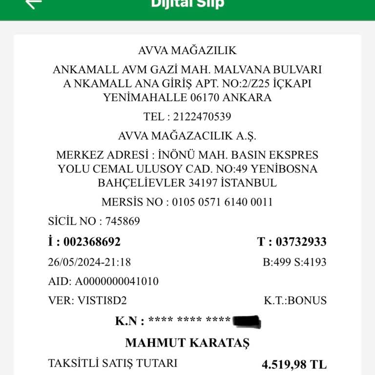 Avva Giyim Üründen Kaynaklı Mağduriyet