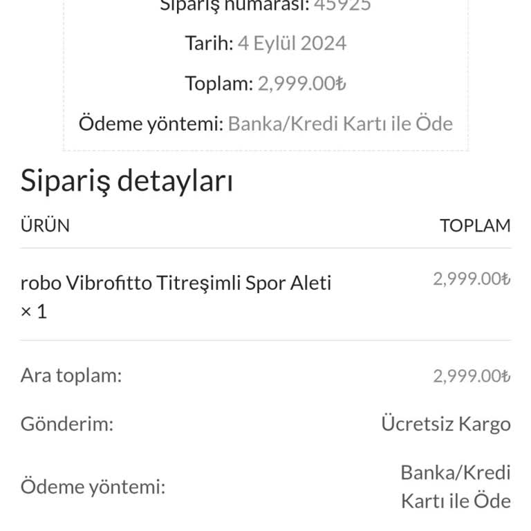 Robo Vibrofitto Siparişimde Yaşadığım Sorunlar Ve İade Talebim!