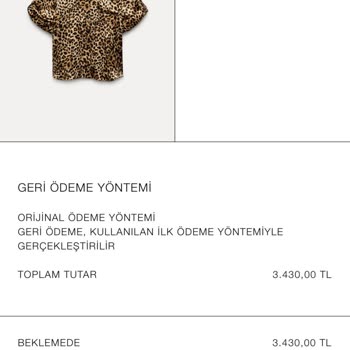 Zara İadeyi Alıp Parayı Geri Ödemiyor
