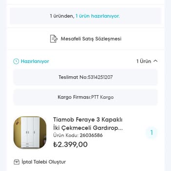 A101 Kapaklı Dolap Sipariş Ettim Kargom Gelmiyor
