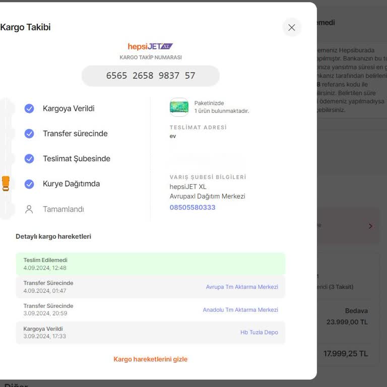 Hepsiburada Ödemesini Yaptığım. Faturası Kesilmiş Ürünümü Yollamadı