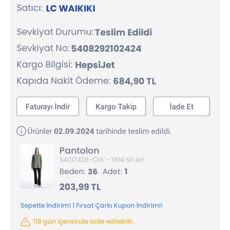 LCW Den Eksik Ürün