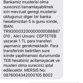 CepteTeb Hesap Aktifleştirmek İçin 1 TL Transfer Sorunu