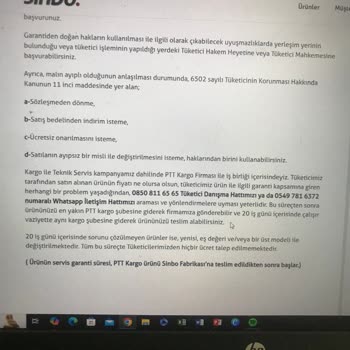 Sinbo Tamire Giden Ürünüm Tarafıma Neden Yönlendirilmiyor