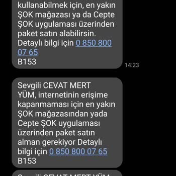 Şok Net Aldatan Reklam İlk Ay Bedava Yazan SMS