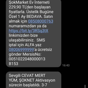 Şok Net Aldatan Reklam İlk Ay Bedava Yazan SMS
