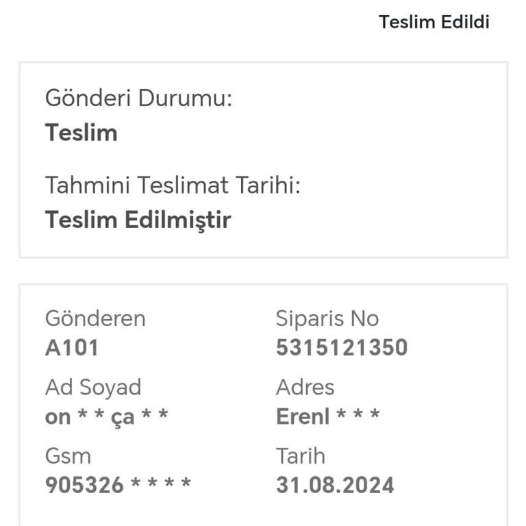 A101 Online Alışverişte Kargo Teslim Sorunu