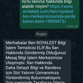 Royalest Emlak Krallığı Daire Sormak İçin Defalarca Aradık Ama Dönüş Yapılmadı