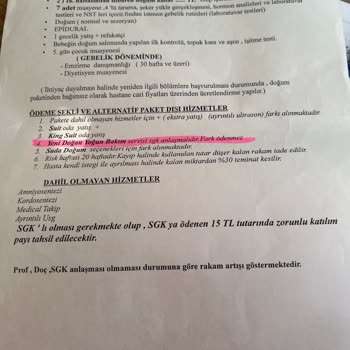 Koru Hastanesi Koru Doğum Paketi