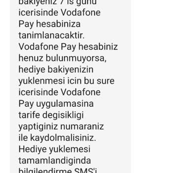 Vodafone Pay Hediye Bakiye Vermemesi