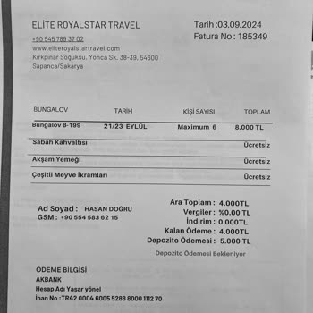 Elite Royal Star Travel Yanıltıcı Rezervasyon Ve Ekstra Ücret Talebi