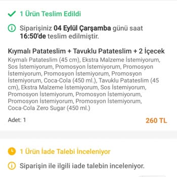Trendyol Yemek Eksik Gelen Yemek!