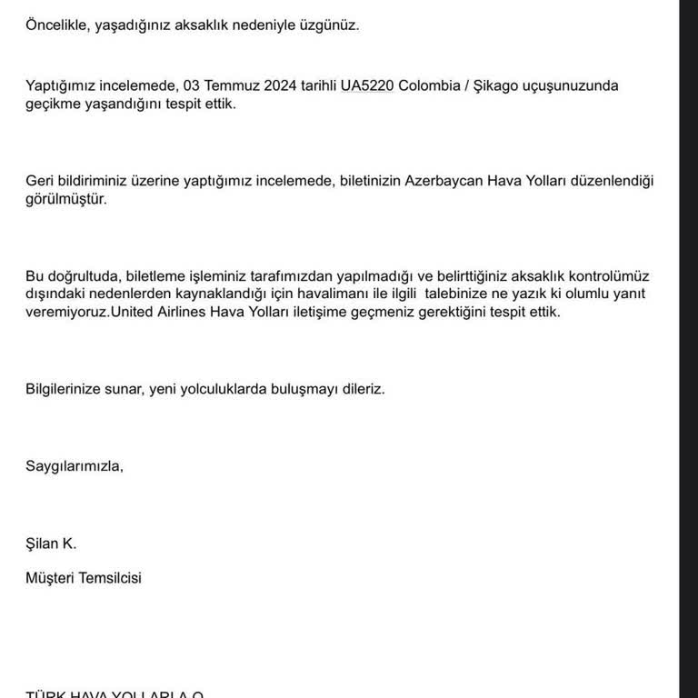 THY Kendi Sattığı Biletin Mesuliyetini Almayan Bir Firma