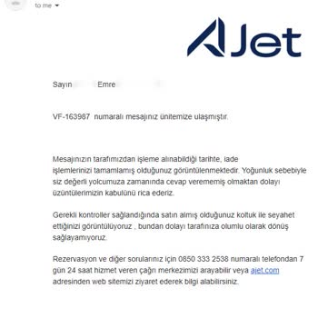 Ajet Koltuk İadesi Fiyaskosu
