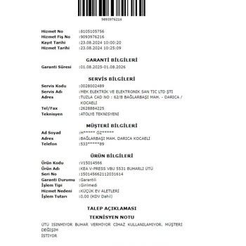 Vestel Mağazasından Alınan Ütü Ve Servis Sorunları