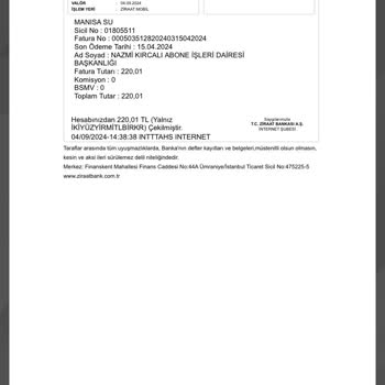 Ziraat Bankası Fatura İptal İşlemi