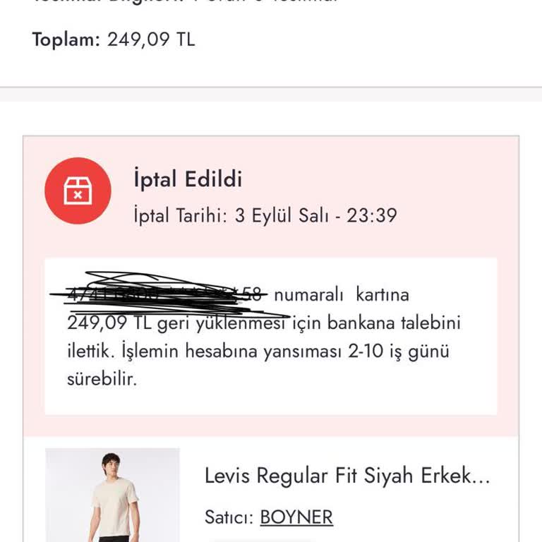 Boyner Satın Alınan Ürünü Yollamayı Ret Ediyor