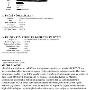 Epttavm Ve Tiamob'dan Teslim Edilmeyen Gardırop Şikayeti