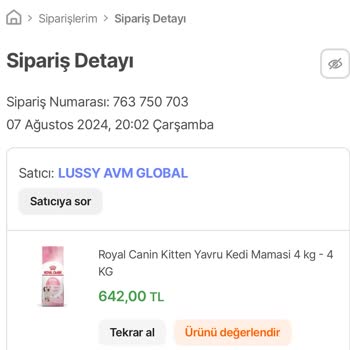 Hepsiburada'dan Lusy (iki S) AVM Global Satıcıdan Aldığım Mama Sahte