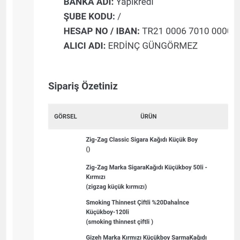 TobaccoTurk724 Sipariş Ettiğim Ürünleri Değil Başka Ürün Gönderdi