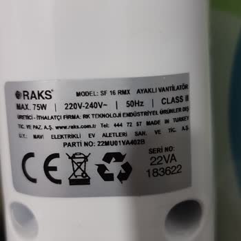 Raks SF16 RMX Ayaklı Vantilatör Bulunamayan Parça