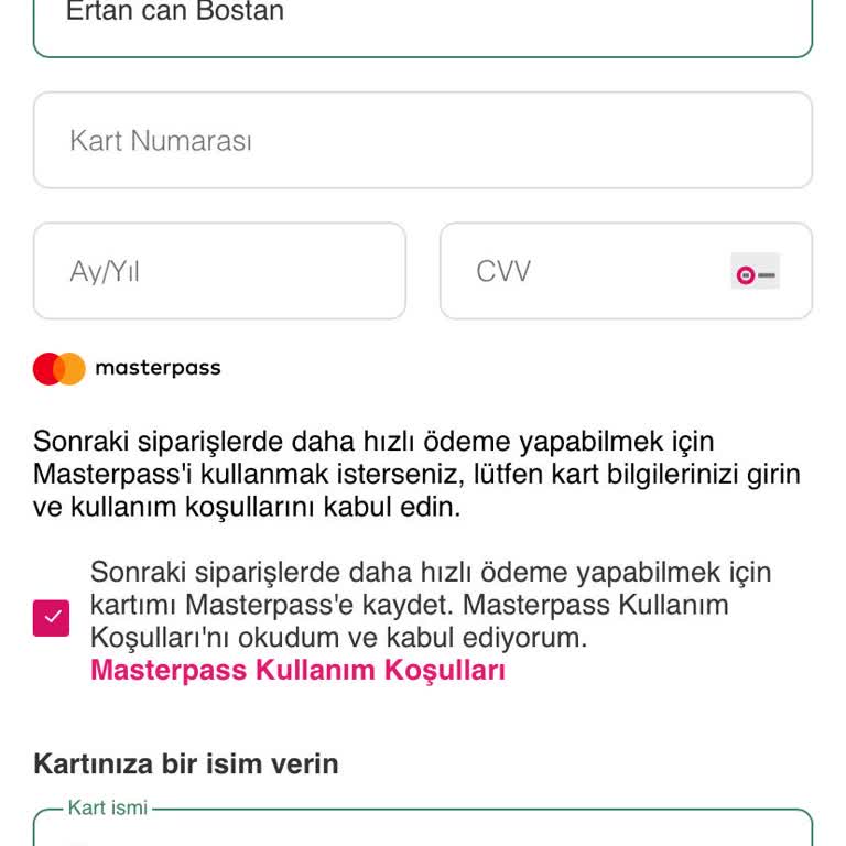 Masterpass Kart Numara Değişikliği