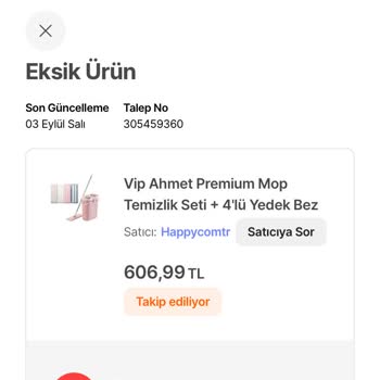 Vip Ahmet Eksik Gönderilen Temizlik Seti Ve İlgisiz Satıcı