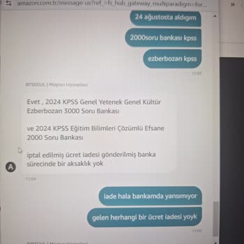 Amazon Müşteri Hizmetleri İptal Ücretini Günlerdir Yatırmıyor