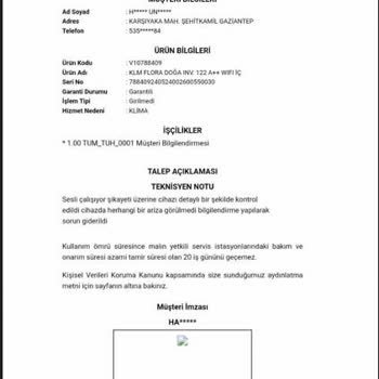 Vestel Doga Flora Klima Şiddetli Rüzgar Sesi