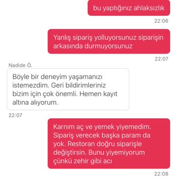 Yemeksepeti.com Ayıbı. Yanlış Siparişin Arkasında Durmadı.
