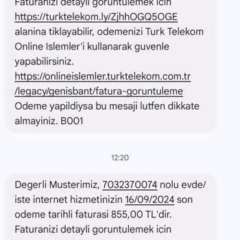 Türk Telekom Yüksek Fatura Yansıtılması