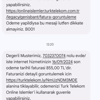 Türk Telekom Yüksek Fatura Yansıtılması