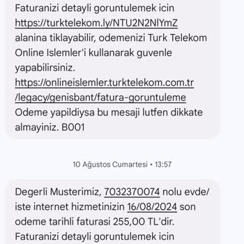 Türk Telekom Yüksek Fatura Yansıtılması