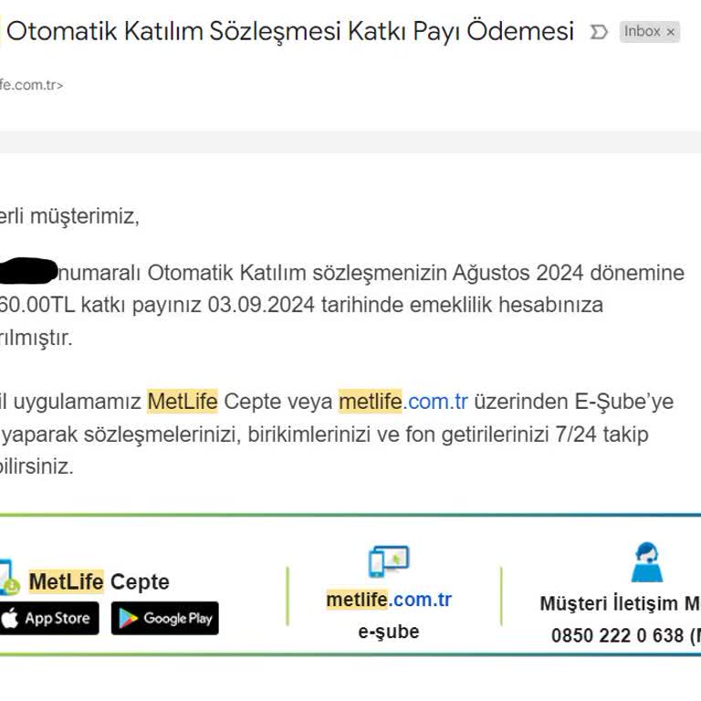 Metlife Müşterisi Olmamama Rağmen E-posta Adresime E-posta Gönderiyor