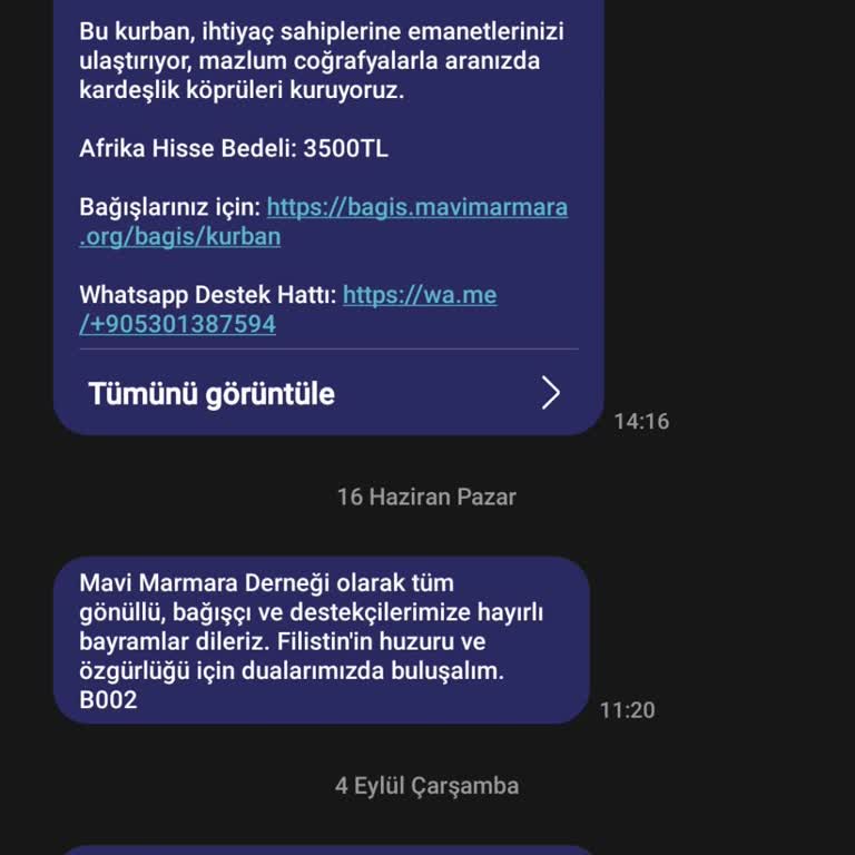 Mavi Marmara SMS İptal Edemiyorum