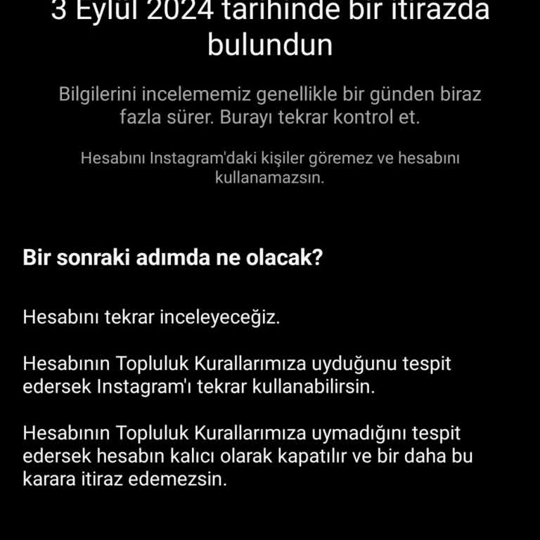 Askıya Alınan Instagram Hesabım İçin İtiraz Talebi Sonuçlanmıyor!
