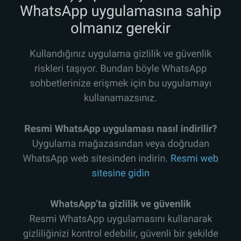 WhatsApp Resmi Uygulaması Sorunu