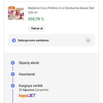 hepsiJET Hepsiburada -Madame Coco Geç Teslimat