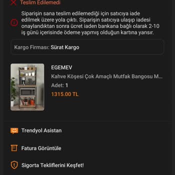 Sürat Kargo Trendyol İle Adrese Getirmiyor