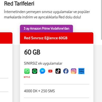 Vodafone Net Vodafone Red Tarife Detay Kısımları