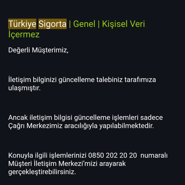 Türkiye Hayat Emeklilik Telefon Numaramı Güncelleyemiyorum.