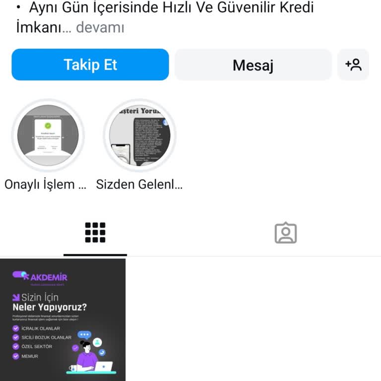 Akdemir Finansal Danışmanlık Instagram Üzerinden Kredi Vaadiyle Yapılan Finansal Yanıltıcılık!