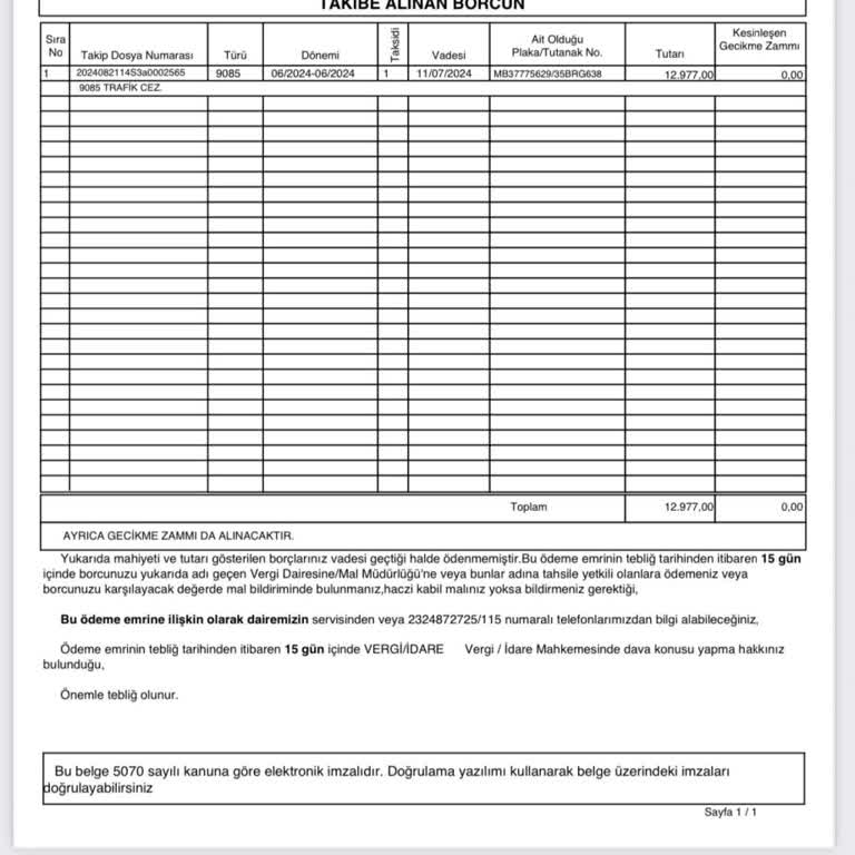 İzmir Vergi Dairesi 35BRG638 Plaka Ya 2-3 Ay Önce Yazılan Cezayı Taksitlendirme Yapılması